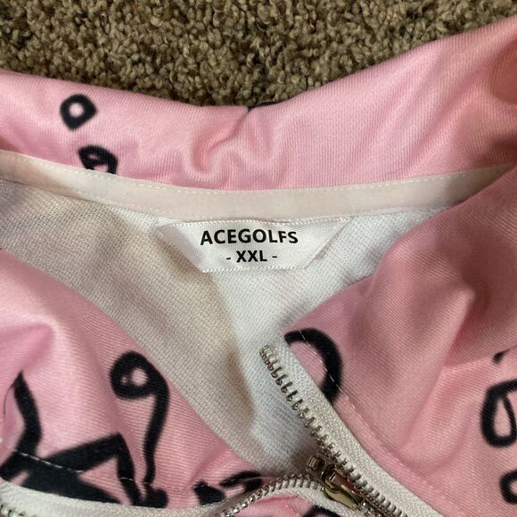 Acegolfs Stick Golf Design With Asymmetrical Zipper Golf Sweatshirt Pink 2X XXL - Picture 3 of 7